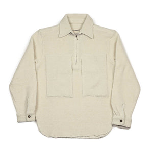 Vintage shirt in off-white recycled wool teddy