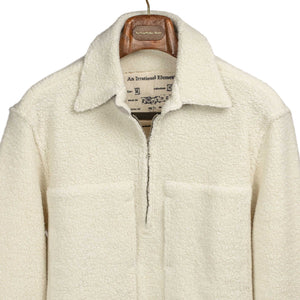 Vintage shirt in off-white recycled wool teddy