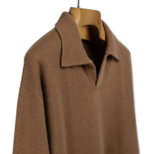 An Irrational Element FW25 Perlman long sleeve knit polo in walnut