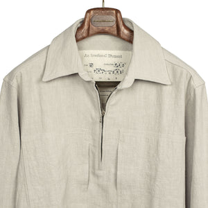 Vintage popover zip shirt in ecru ramie