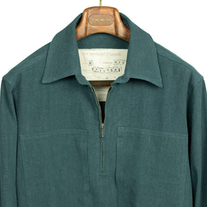 Vintage popover zip shirt in petrol ramie (Exclusive)