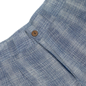 Ferrara pleated shorts in indigo-dyed checked Kala cotton