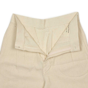 Ferrara pleated straight leg trousers in natural Kala cotton