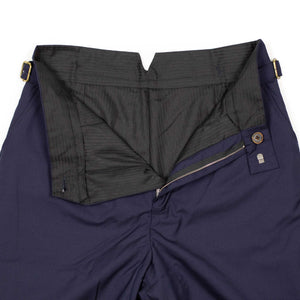 Karl side tab trousers in dark navy Italian tropical wool