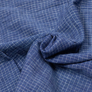 Vintage popover zip shirt in indigo-dyed Kala cotton with plaid check