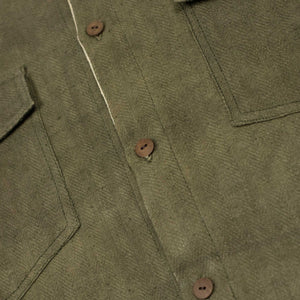 Western overshirt in olive herringbone Kala cotton