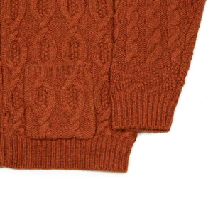 Crazy cable knit Aran cardigan in Orange wool