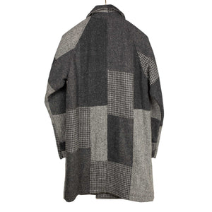 Beams Plus Balmacaan coat in Harris Tweed black and grey wool