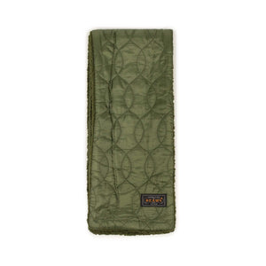 Double-faced scarf in olive boa and quilted polyester