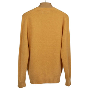 Crewneck sweater in mustard cashmere and silk