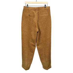 Double pleated trousers in golden brown cotton mole tweed