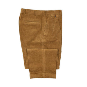 Double pleated trousers in golden brown cotton mole tweed
