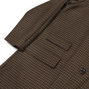 Half Coat in brown guncheck double-cloth twill
