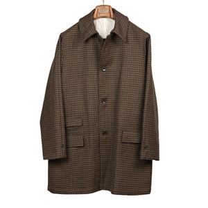 Half Coat in brown guncheck double-cloth twill