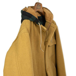 Hunting parka in camel heavy melton wool with blackwatch lining