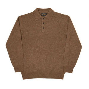 Knit polo in brown wool