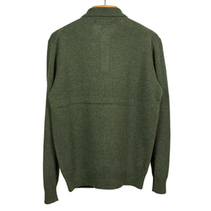 Knit polo in forest green wool