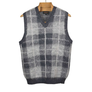 Sweater vest in grey checked mohair mix