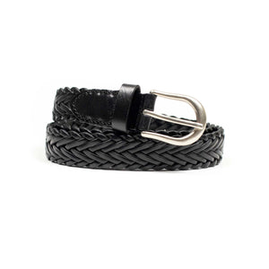 Beams Plus FW25 Woven belt in black leather (restock) – No Man