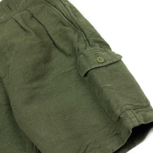 Gurkha shorts in olive heavy jute and cotton canvas