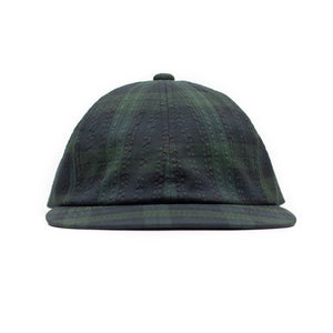 6-panel baseball cap in blackwatch cotton seersucker