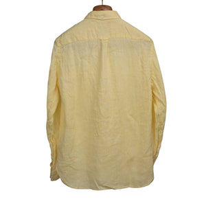 Long sleeve buttoned down shirt in yellow linen twill