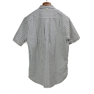 Short sleeve popover shirt in blue bengal stripe seersucker (restock)