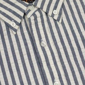 Short sleeve popover shirt in blue bengal stripe seersucker (restock)