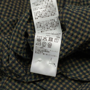 Short sleeve popover shirt in olive cotton check seersucker