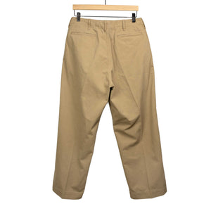Military flat front trousers in classic khaki cotton twill
