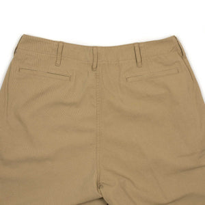 Military flat front trousers in classic khaki cotton twill