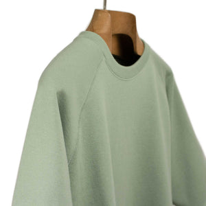 Short sleeve cut-off sweatshirt in sage green cotton terrycloth