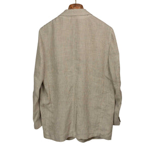 Single-breasted relaxed jacket in ivory houndstooth linen and cupro