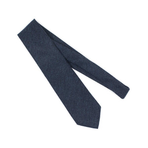 Herringbone wool tie in blue