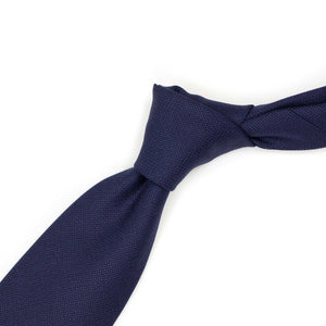 Solid navy blue wool hopsack tie