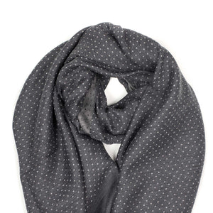Wool & silk reversible stole, shades of grey with jacquard dots