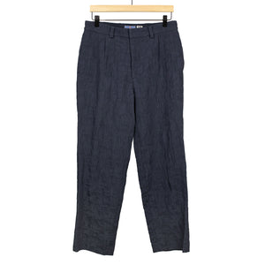 Single-pleat floating jacquard indigo cotton pants