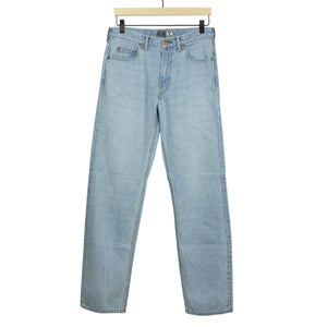 Straight leg jeans in washed selvedge denim