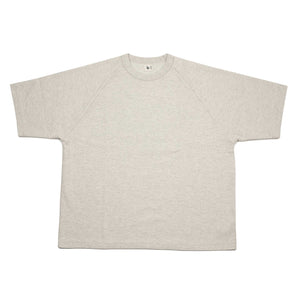 Rough and smooth thermal raglan tee in oatmeal cotton poly