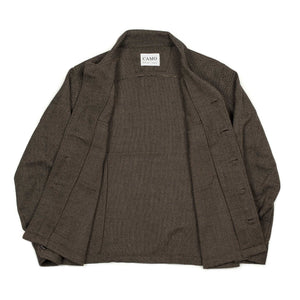 Exclusive Balio shirt jacket in brown and black hopsack wool jacketing