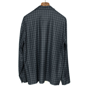 Exclusive Meydan relaxed overshirt in deadstock deep navy wool and cotton windowpane