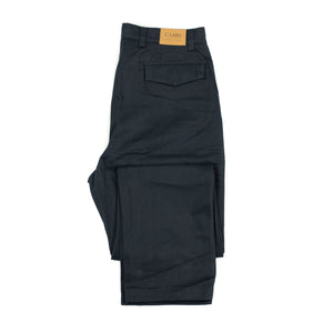 Spectacular Bid pleated straight-leg pants in navy brushed cotton