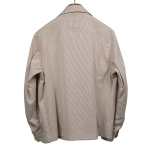 Balio shirt jacket in in beige and brown stripe cotton