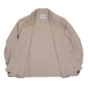 Balio shirt jacket in in beige and brown stripe cotton