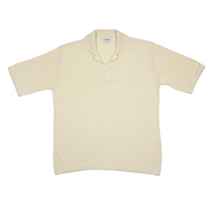 Marsala knit skipper polo in cream pure silk bourette