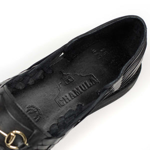 Chamula Bocado bit-loafer huaraches in black leather