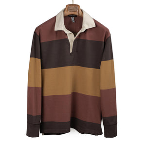Christian Kimber SS26 Mornington rugby shirt in brown, brick and