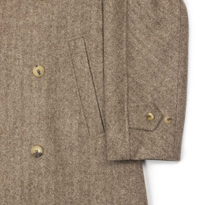 Grandad Coat in undyed beige herringbone