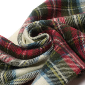 Scottish scarf in red, green and gold tartan plaid wool