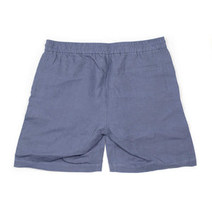 Drawstring easy shorts in faded blue Belgian linen